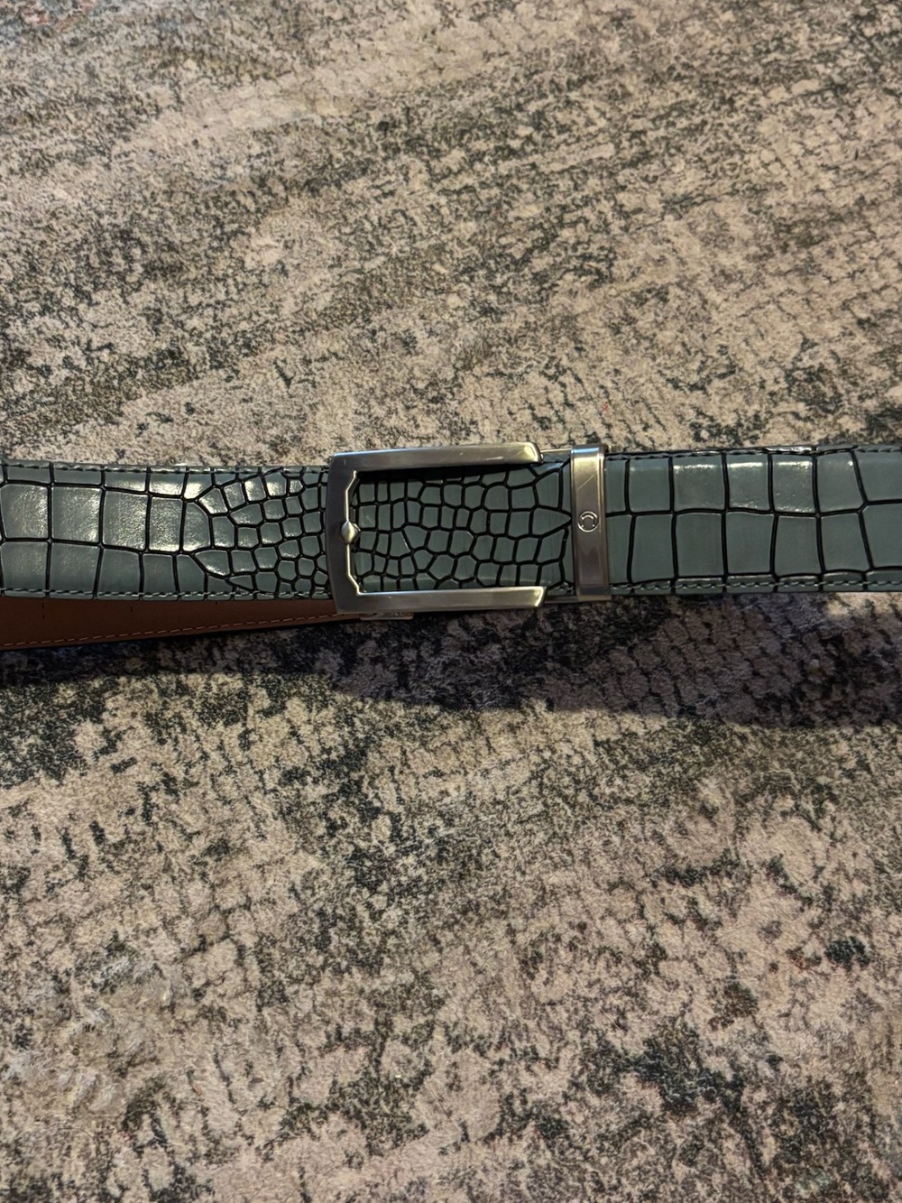 CROCODILE GREY RATCHET BELT 1.5